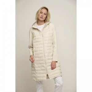Long padded mix material coat - Birch