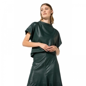 korte rechte top in ecoleder 60 Dark Green