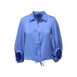 Blouse in satijn look - Blue bonnet