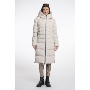 Long padded hooded coat with f - Stone