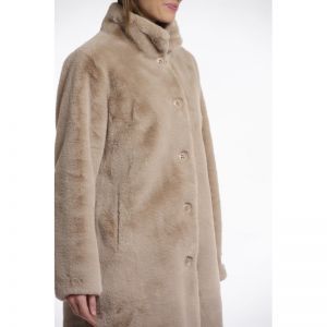 Single breasted fake fur coat - Oat
