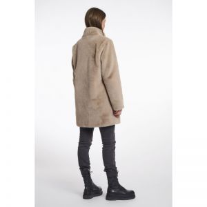Single breasted fake fur coat - Oat