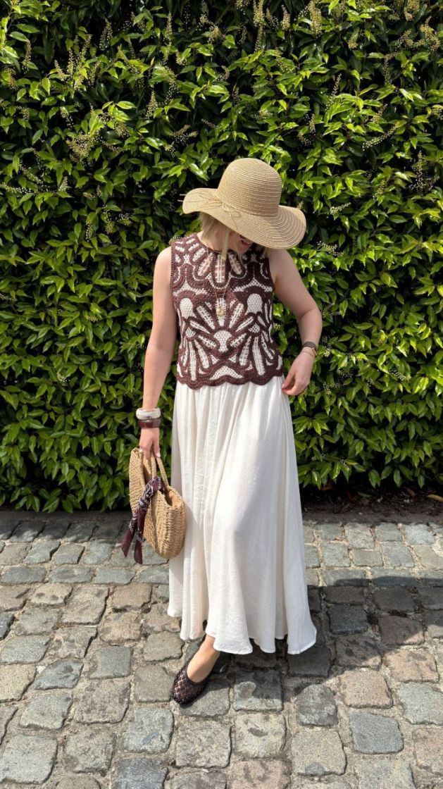 wijde rok beige