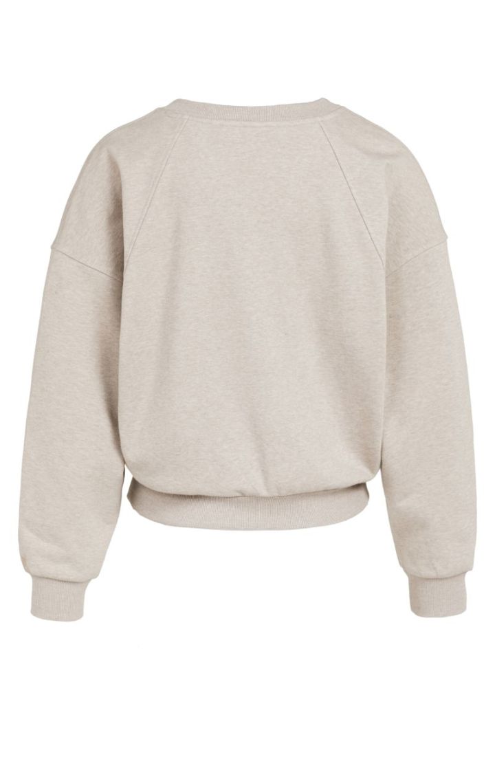 V-neck sweatshirt with woven c 611032 PURE CAS