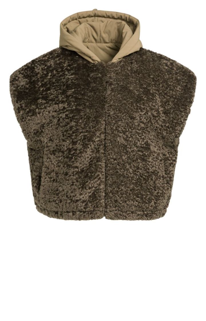 Reversible faux fur bodywarmer 90814 SLATE BLA