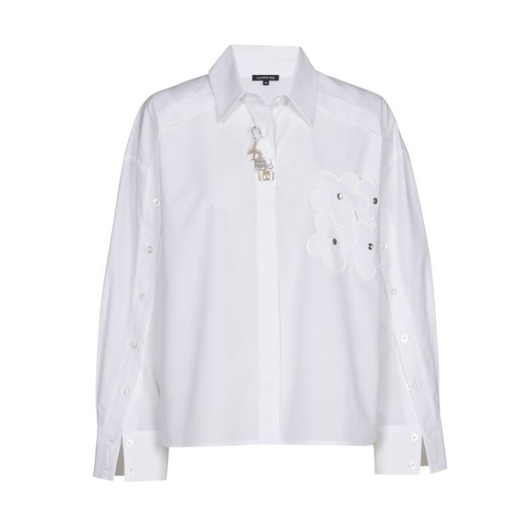 Hemdblouse in katoen met brode 90 White