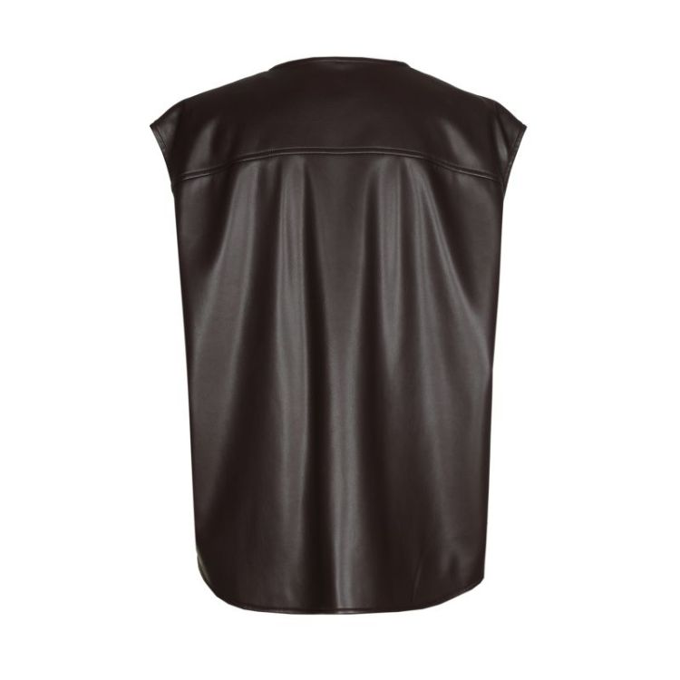 Mouwloze jas in vegan leather 31 Brown