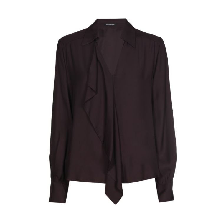 Shiny blouse met jabotdetail 53 Eggplant