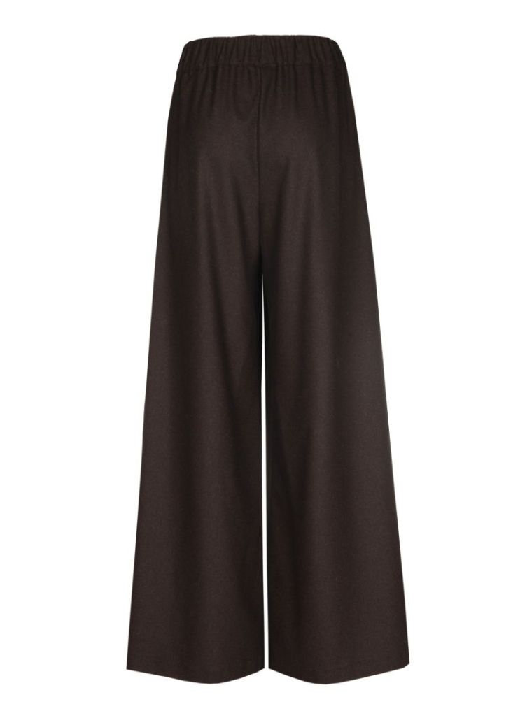 Palazzo broek in flanel, elast 31 Brown
