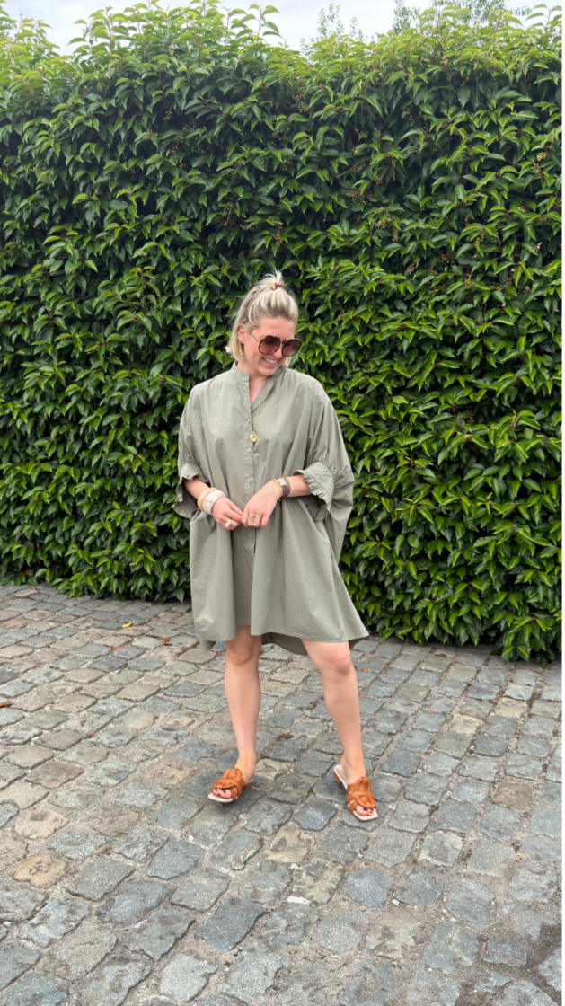 oversized shirt dress kaki